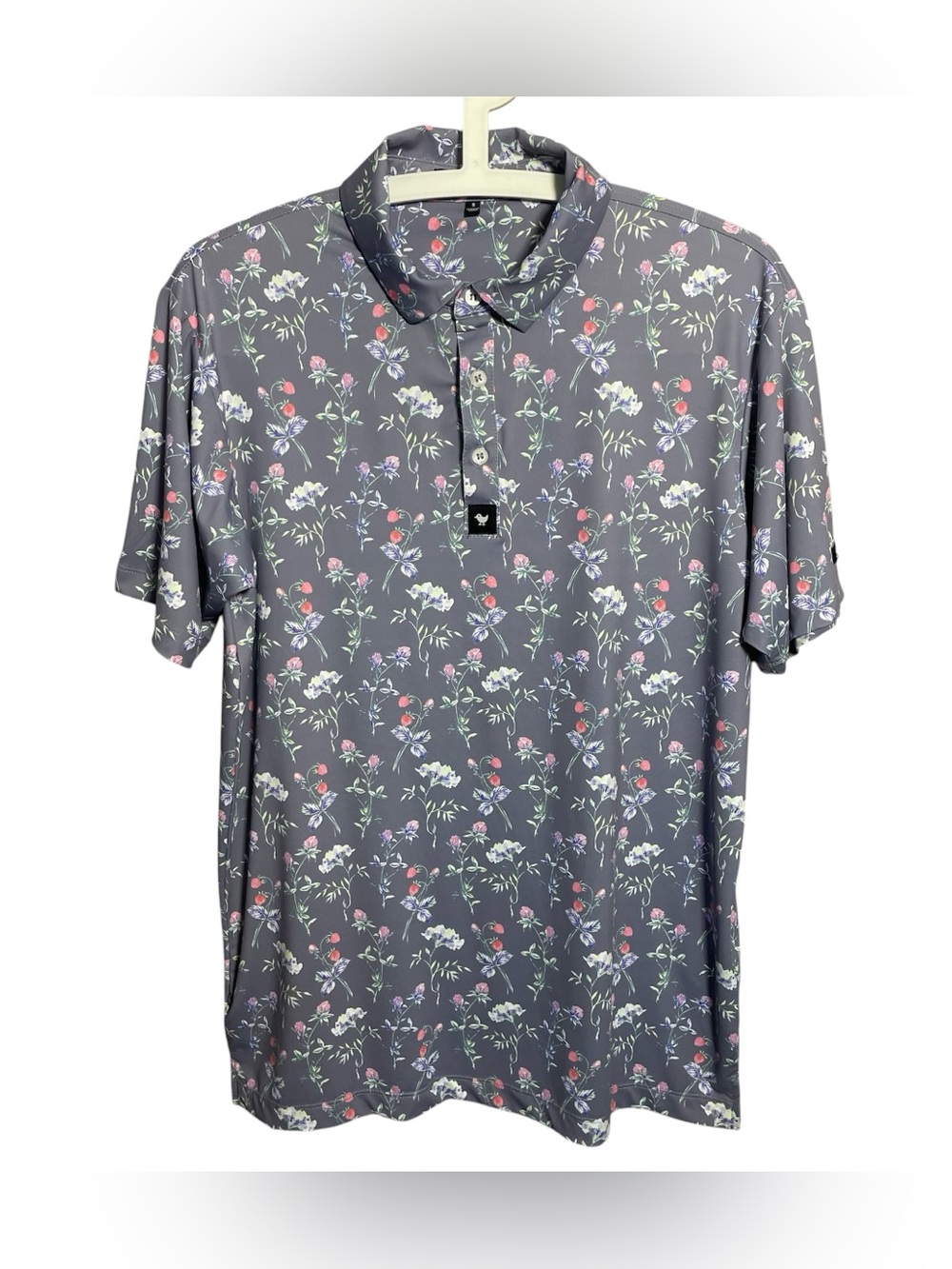 Bad Birdie Men’s Golf Polo Shirt Gray/Blue floral